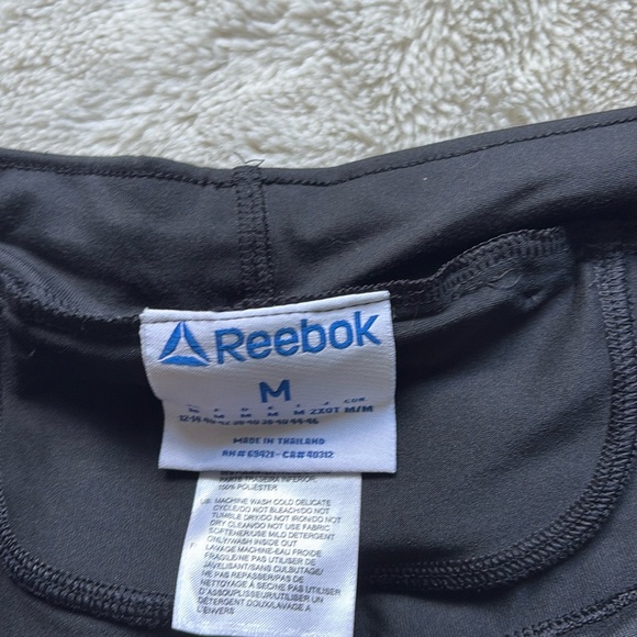 Reebok Black Capri Leggings Athletic Workout Pants w/ Neon Yellow Detail Medium - Picture 2 of 3